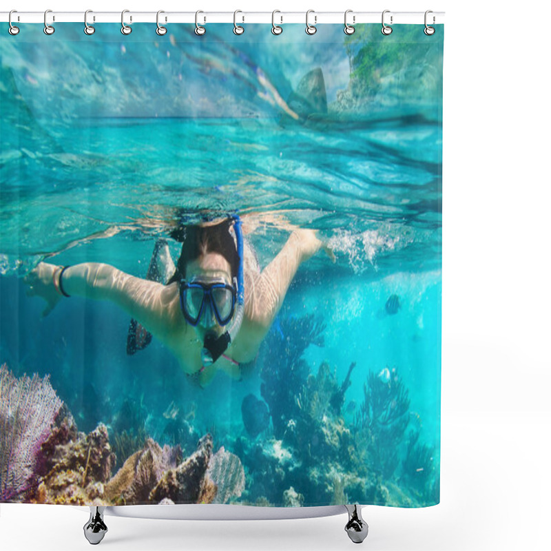 Personality  Snorkeling In The Tropical Water Shower Curtains