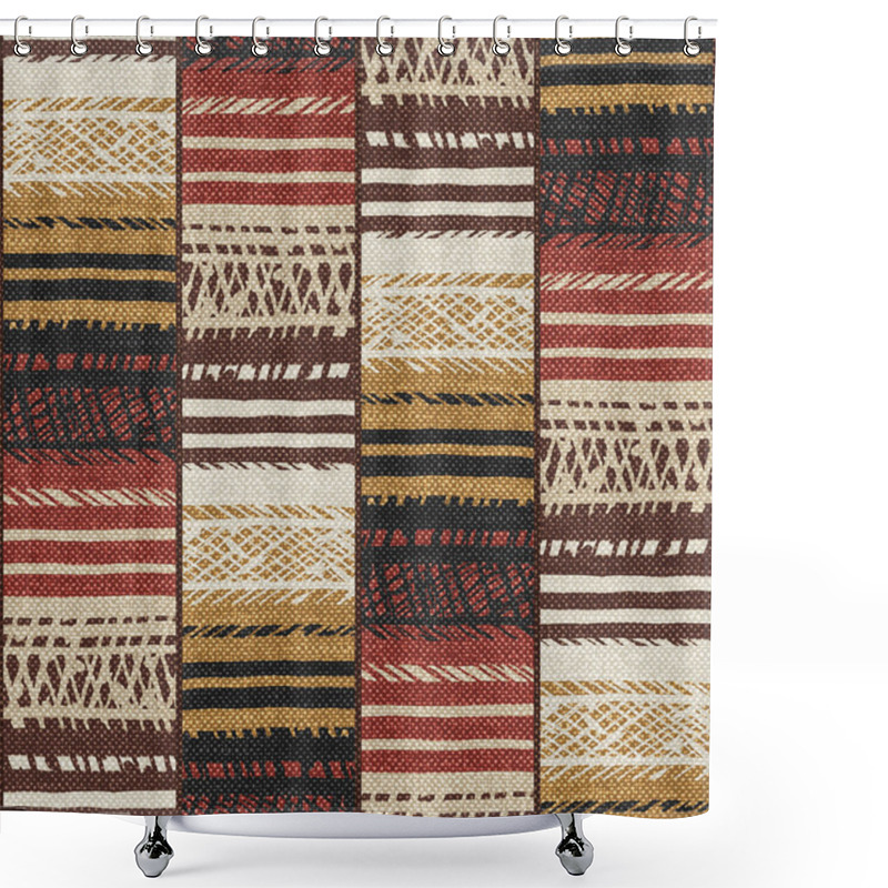 Personality  Rug Seamless Texture With Ethnic Pattern, Fabric, Grunge Background, Boho Style Pattern, 3d Illustration Shower Curtains