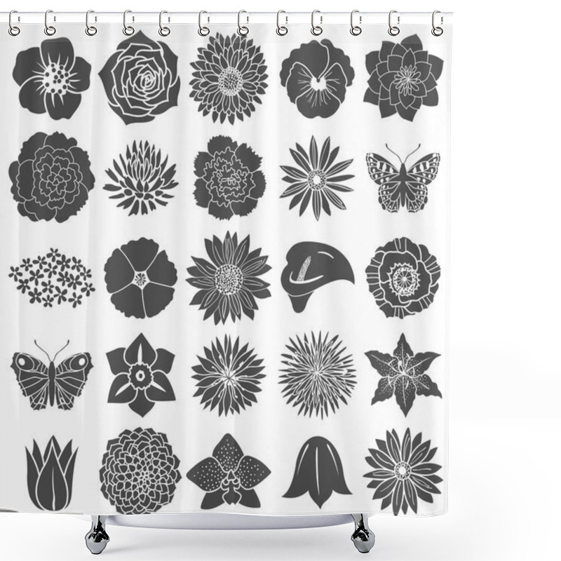 Personality  Set Of Abstract Flat Flowers. Shower Curtains