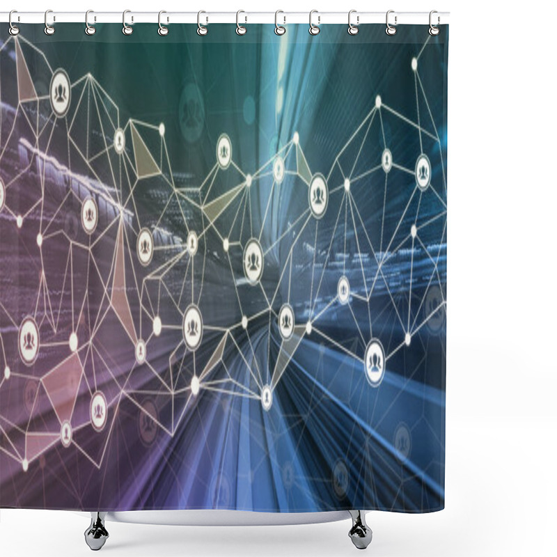 Personality  The Modern Creative Communication And Internet Network Connect In Smart City Shower Curtains