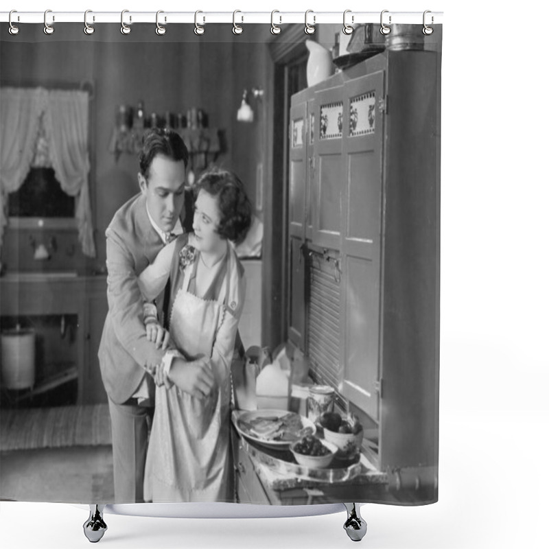 Personality  Couple In Kitchen Shower Curtains