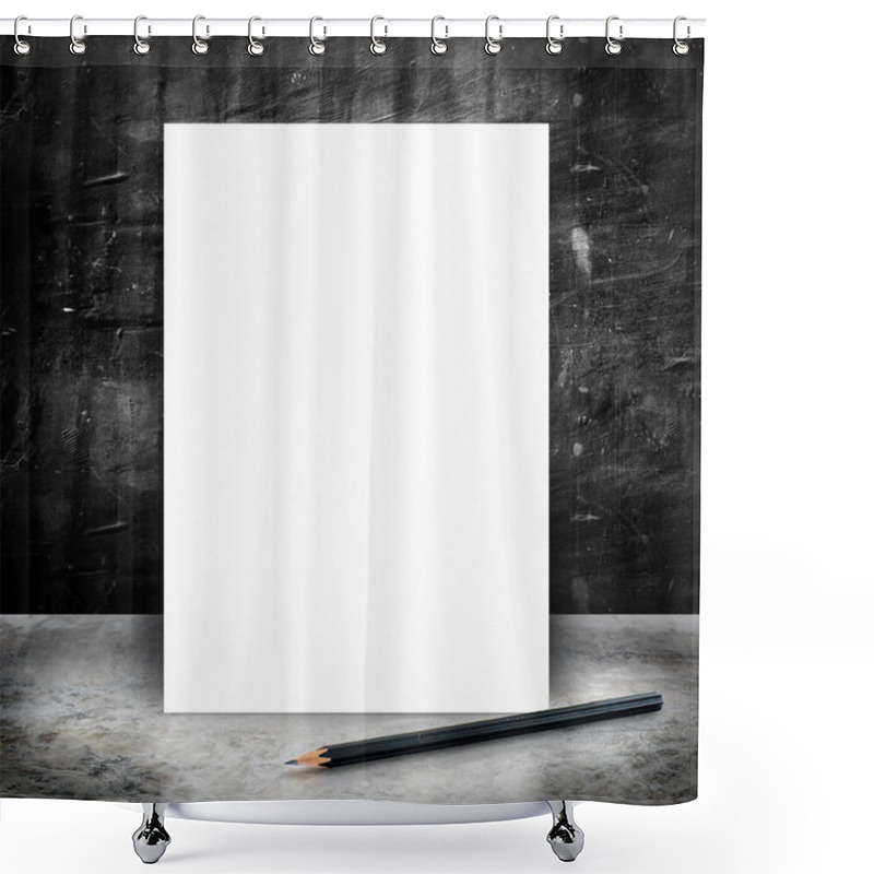 Personality  Blank White Poster And Pencil Shower Curtains