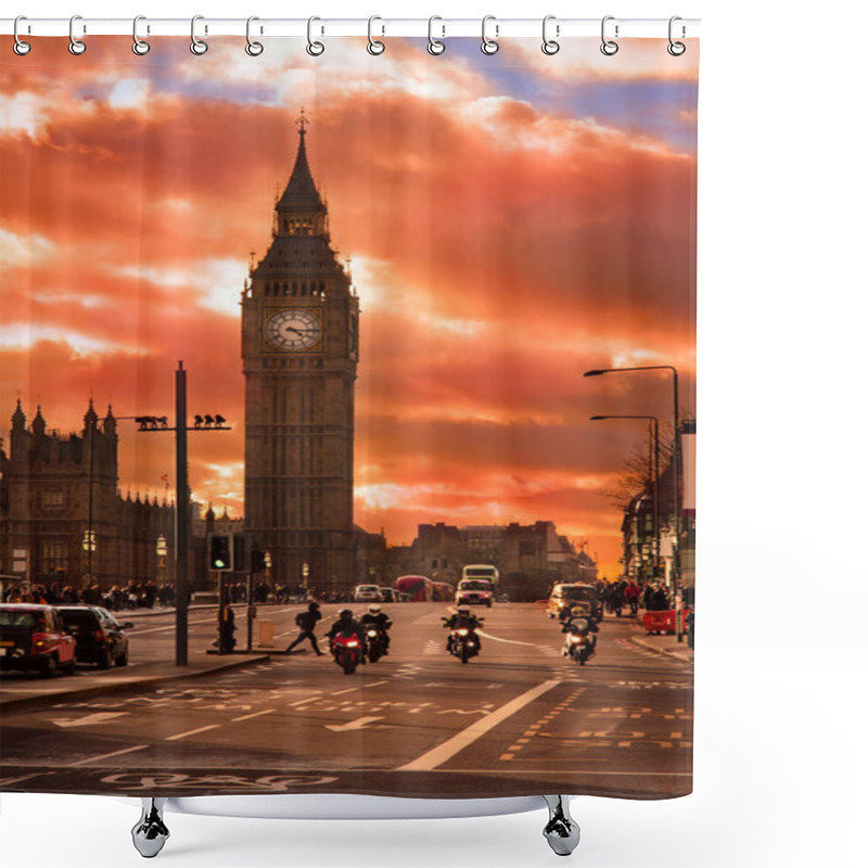 Personality  Mystic Sunset At Big Ben, London City Shower Curtains