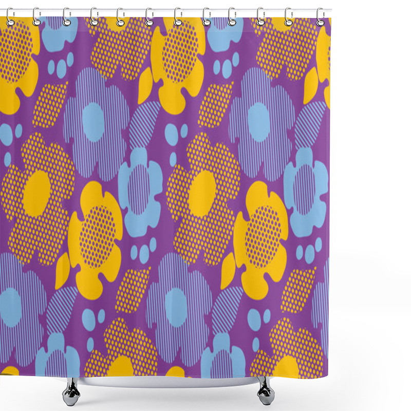 Personality  Abstract Summer Floral Seamless Pattern On Violet Background. Vector Illustration Shower Curtains