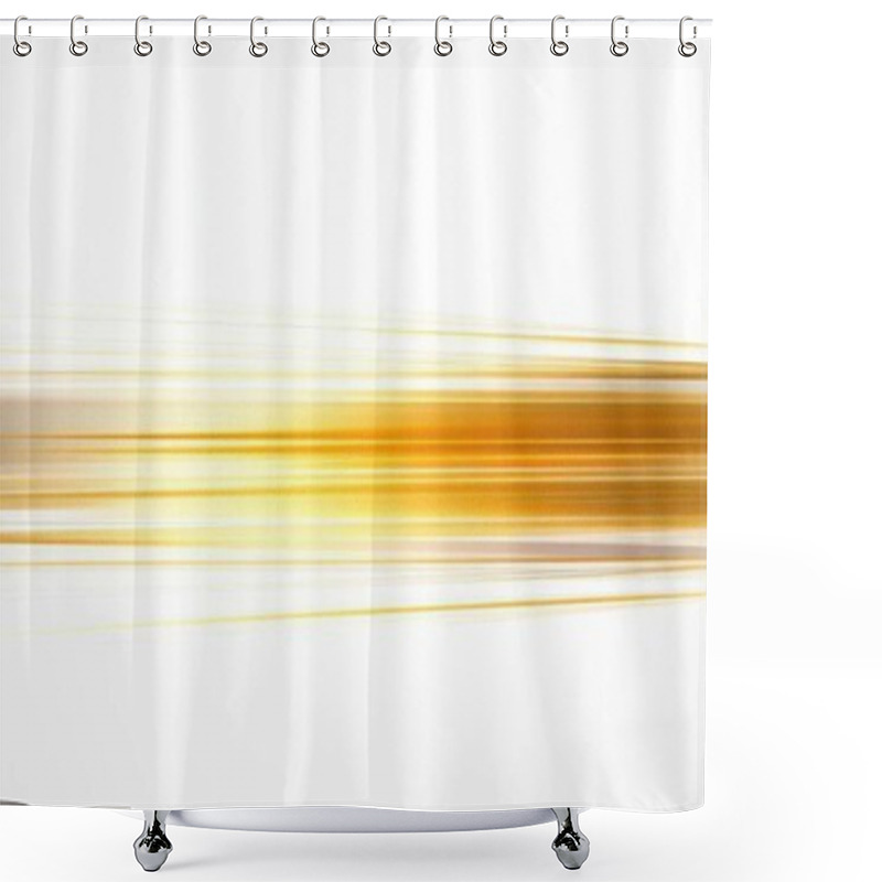 Personality  Gold Horizontal Lines, Symmetrical Composition, Bioluminescence, Pure White Background. Abstract Background Shower Curtains