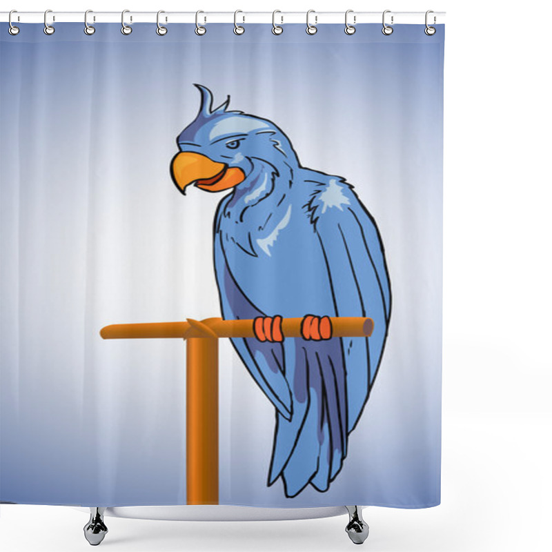 Personality  Blue Parrot -vector Illustration Shower Curtains