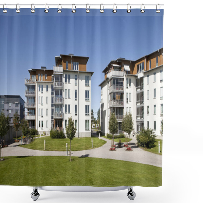 Personality  Apartment Buildings Shower Curtains