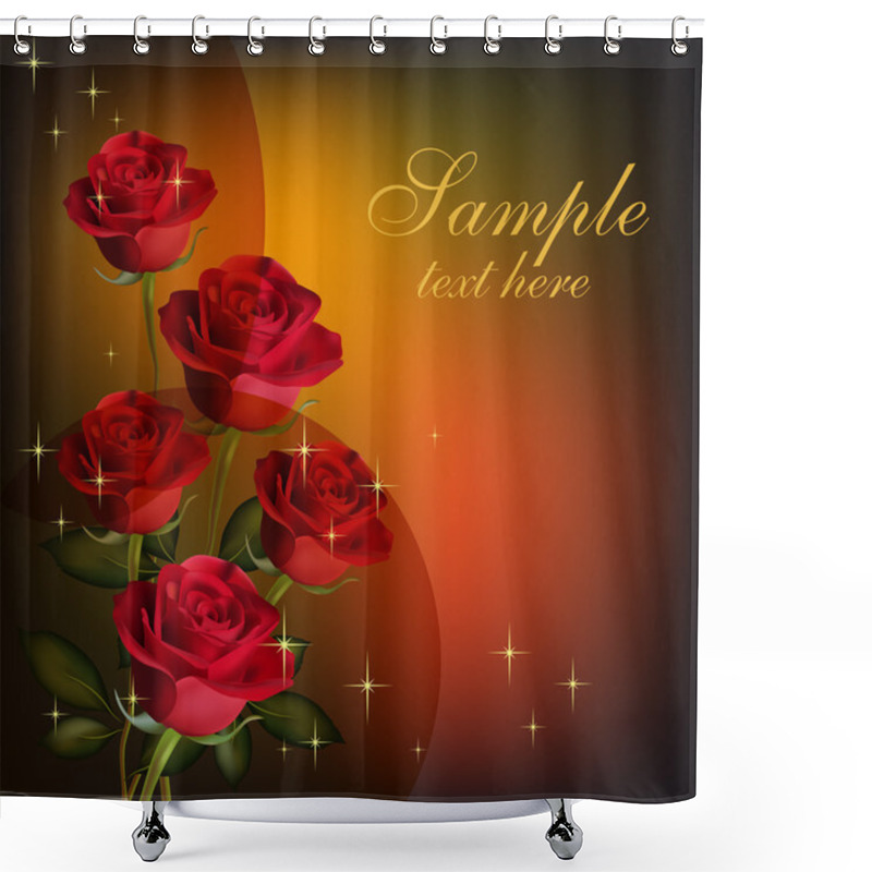 Personality  Valentine's Day Card. Beauty Red Roses Shower Curtains