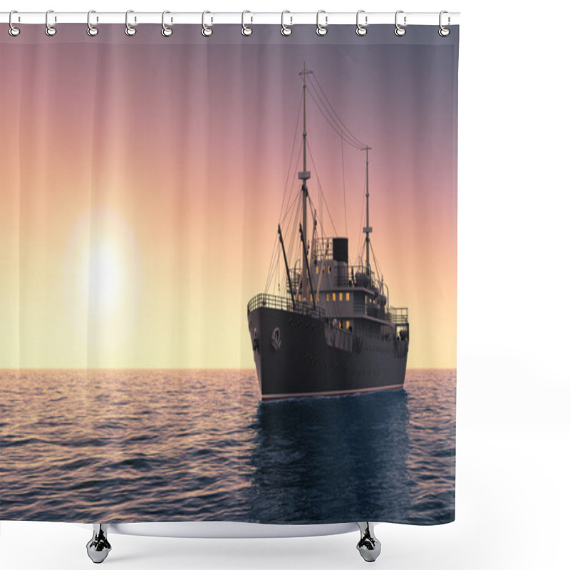 Personality  Cargo Ship Against The Evening Sky Shower Curtains