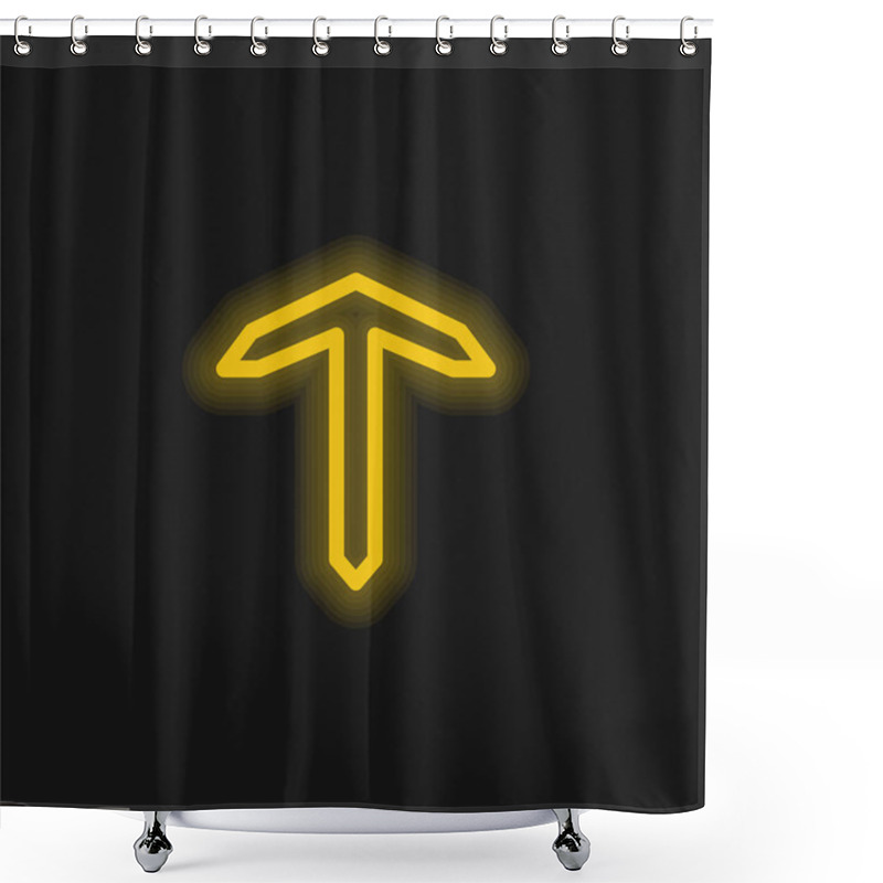 Personality  Boat Anchor Yellow Glowing Neon Icon Shower Curtains