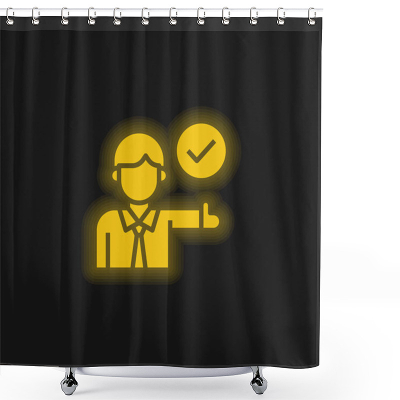 Personality  Approve Yellow Glowing Neon Icon Shower Curtains