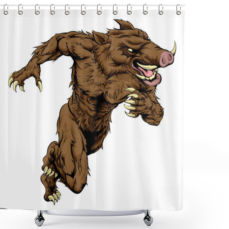 Personality  Boar Sports Mascot Running Shower Curtains