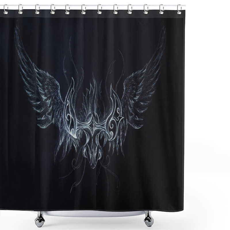 Personality  Drawing Of Ornamental Dragon On Black Background. Shower Curtains