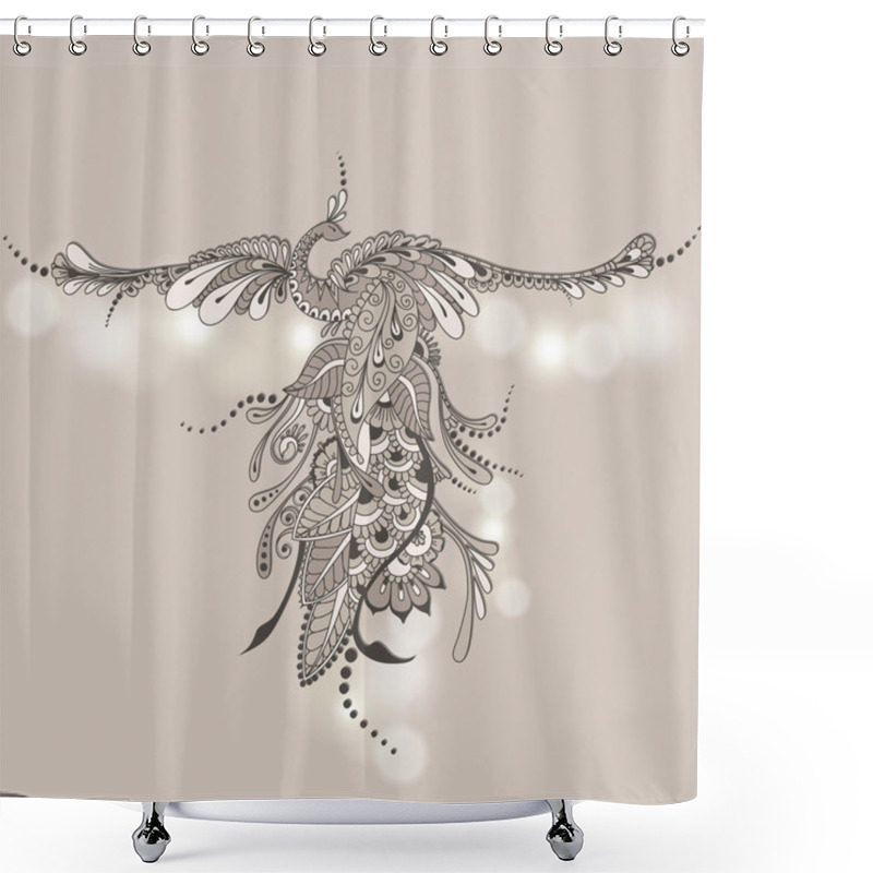 Personality  Bird Phoenix Mehndi Shower Curtains