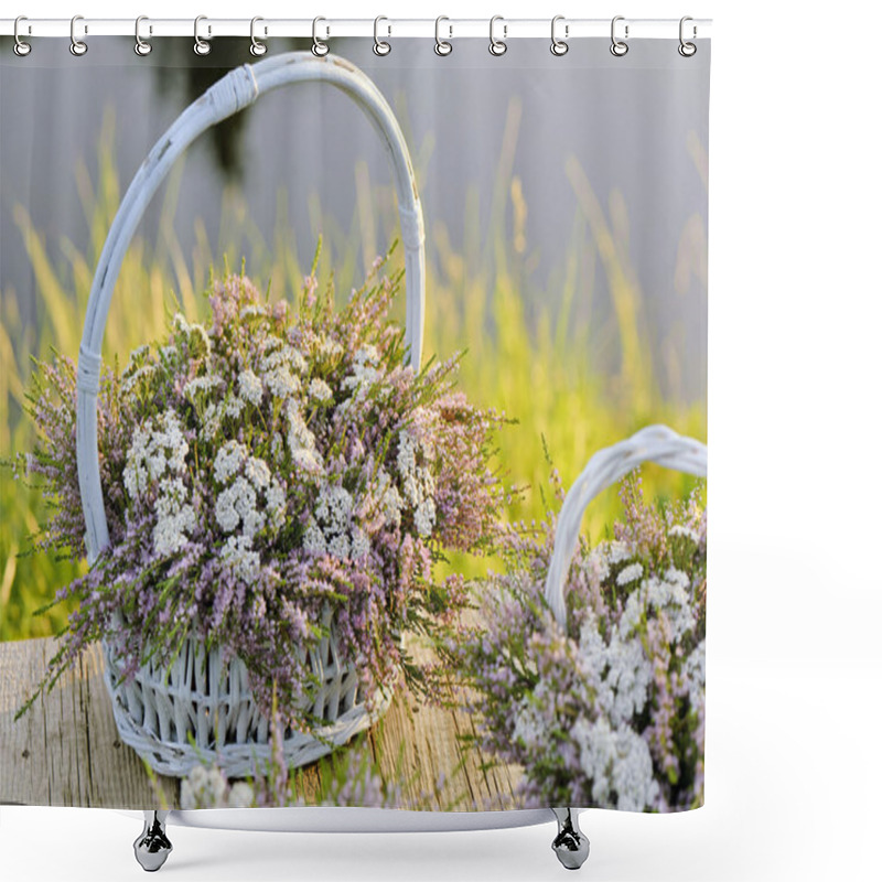 Personality  Bouquets Of Flowers In Baskets Shower Curtains