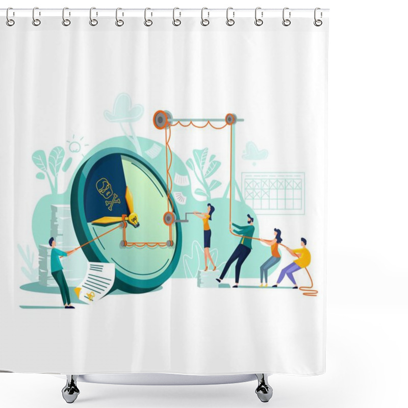 Personality  Deadline, Time Management Business Concept Vector Shower Curtains