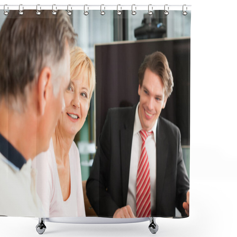 Personality  Mature Couple With Financial Consultant Shower Curtains