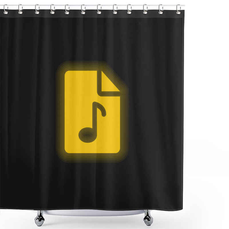 Personality  Audio File Yellow Glowing Neon Icon Shower Curtains