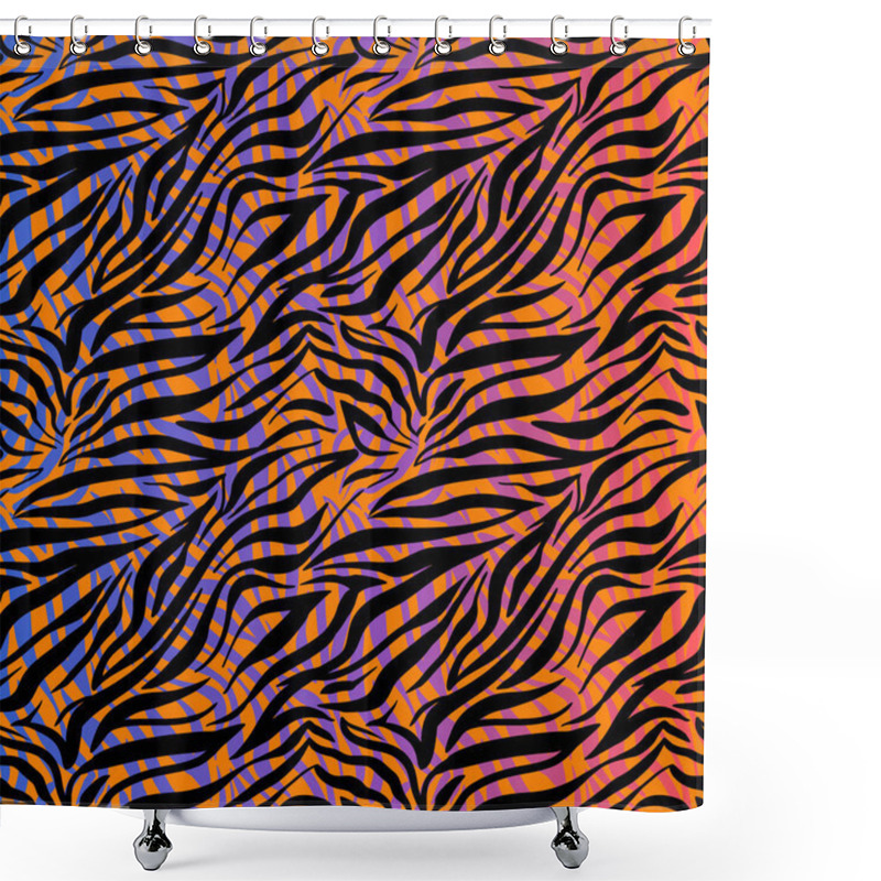 Personality  Modern Bright Tiger Background. Abstract Seamless Pattern. Striped Animal Skin Shower Curtains