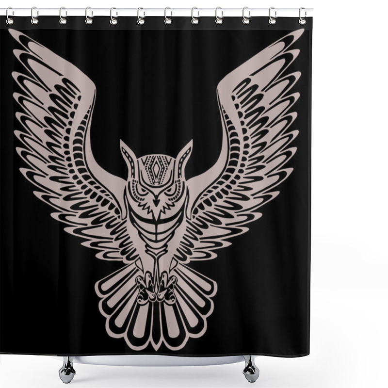 Personality  Flying Owl Black Silhouette With A Pattern On The Body. Shower Curtains