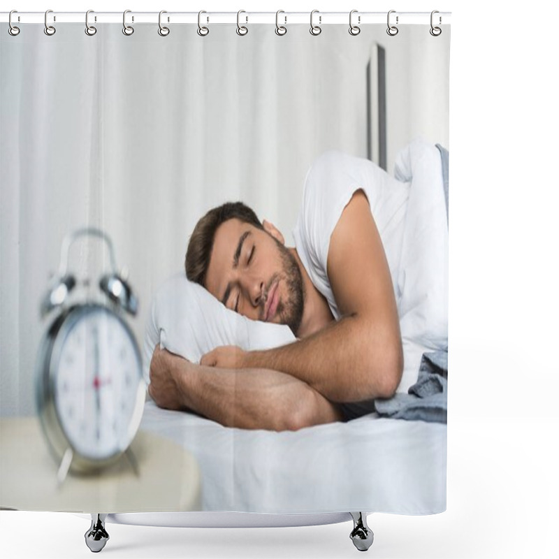 Personality  Man Sleeping In Bed  Shower Curtains