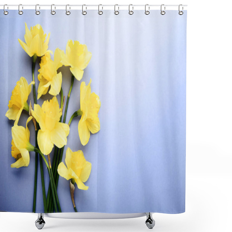 Personality  Yellow Narcissus Flowers On Purple Background Shower Curtains