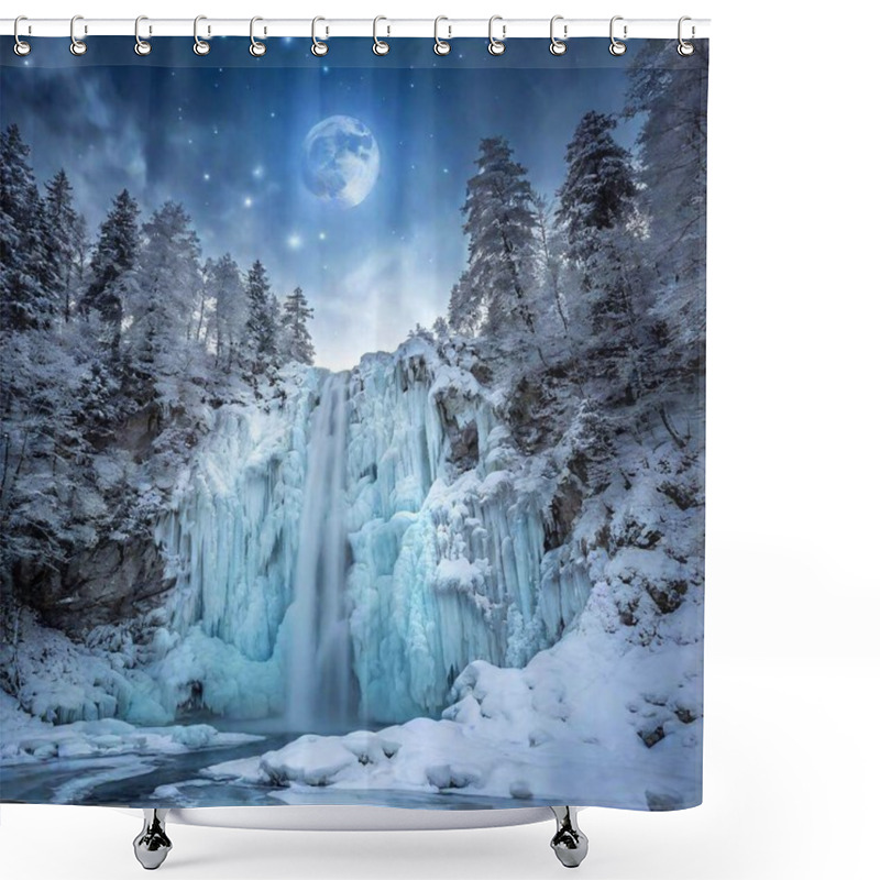 Personality  Beautiful Frozen Waterfall In The Forest Shower Curtains