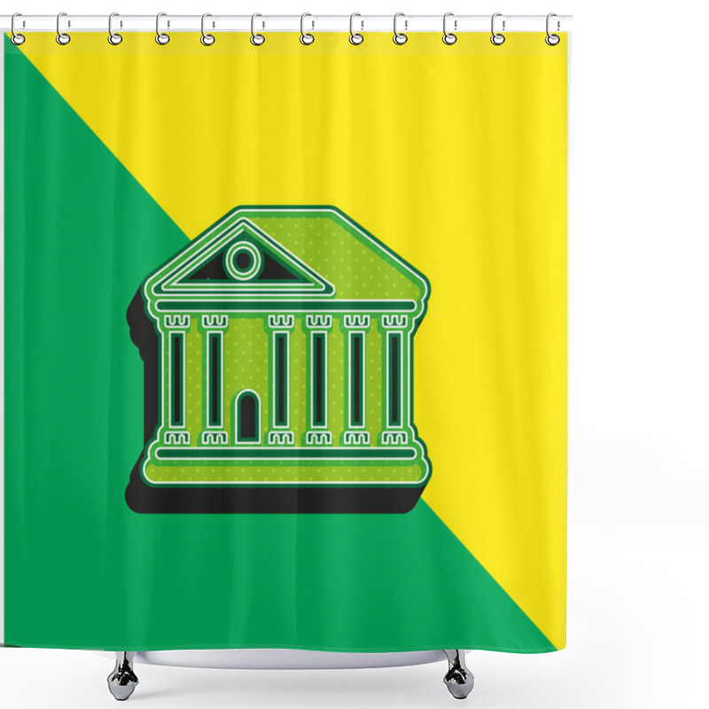 Personality  Bank Green And Yellow Modern 3d Vector Icon Logo Shower Curtains