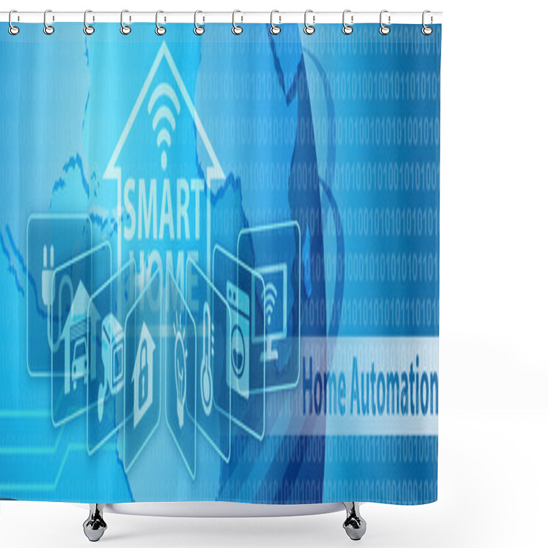 Personality  Smart Home Automation Banner Shower Curtains