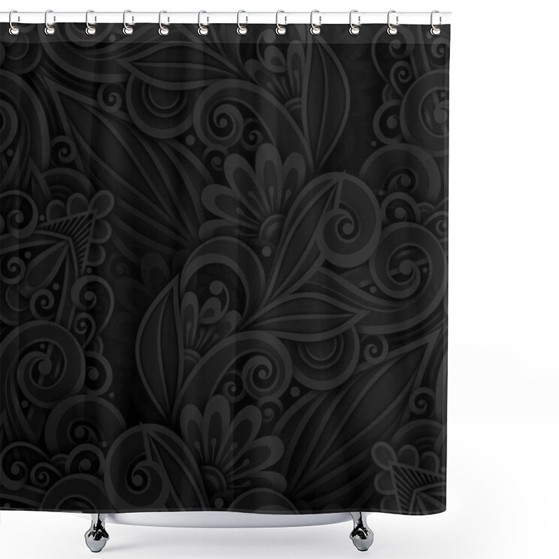 Personality  Dark Pattern With Floral Ornament Shower Curtains