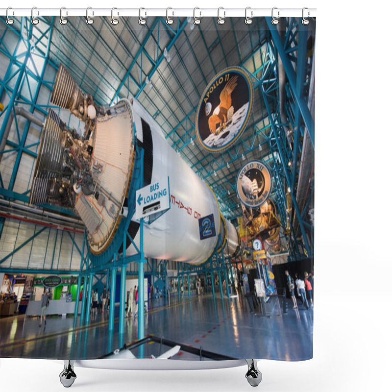 Personality  Saturn V Rocket At Kennedy Space Center Shower Curtains