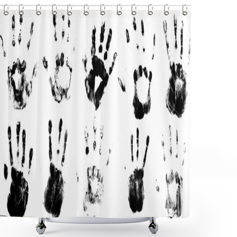 Personality  Set Of Vector Hand Prints Designs Shower Curtains