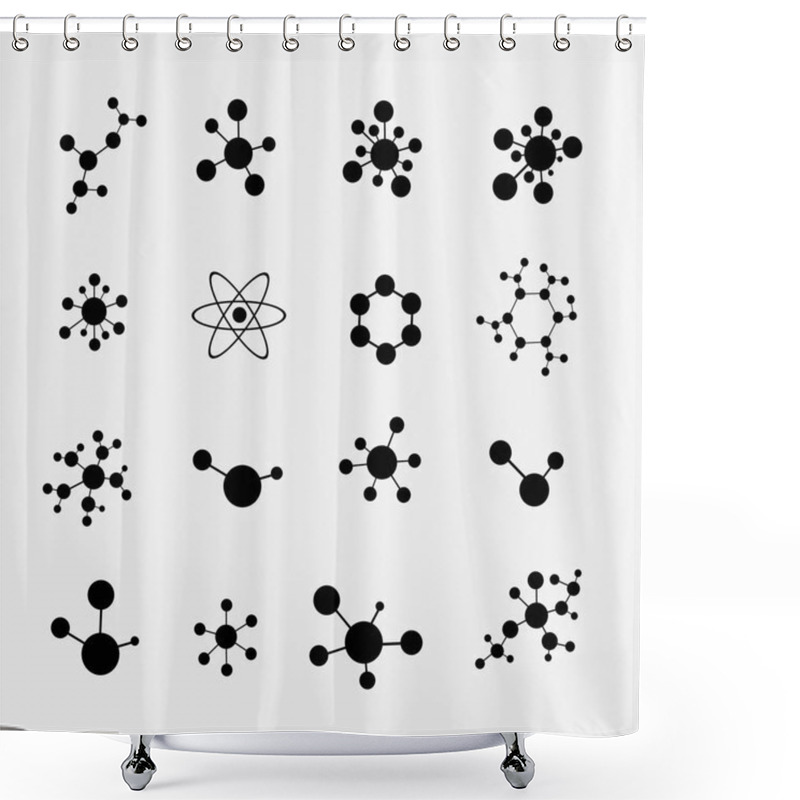 Personality  Molecule Icon Set Isolated On White Background Shower Curtains