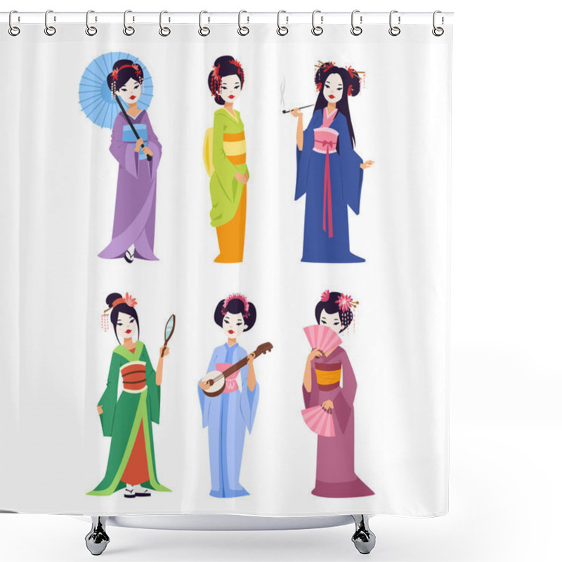 Personality  Vector Japanese Geisha Girl Shower Curtains