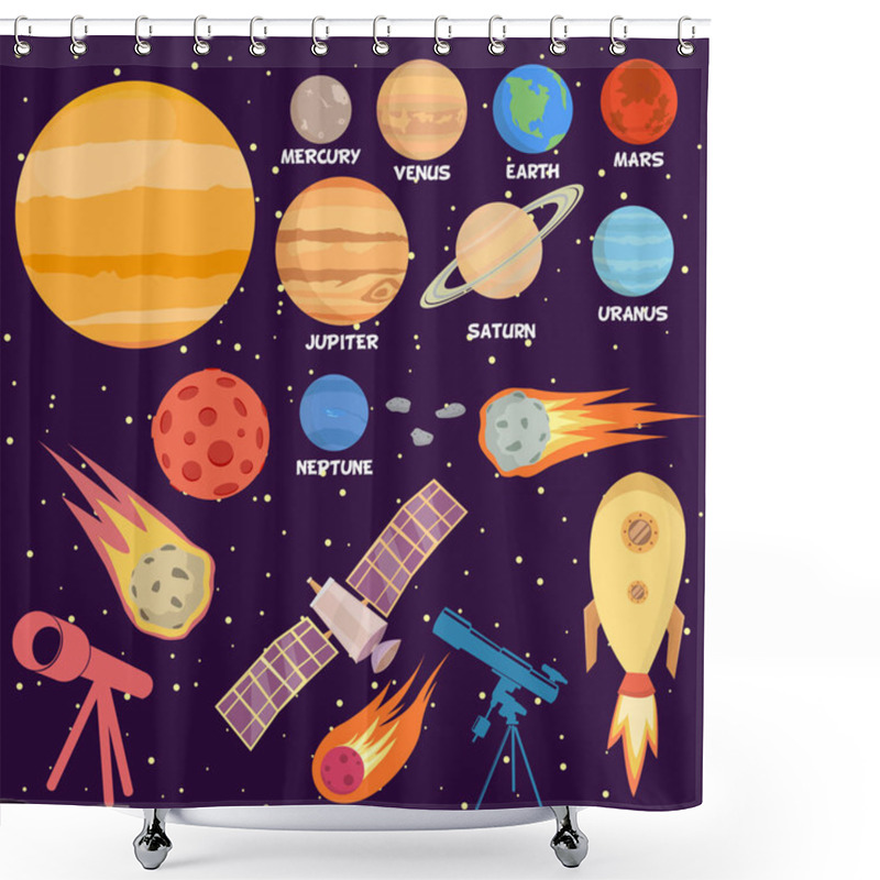 Personality  Space Collection With Planets And Ships Shower Curtains