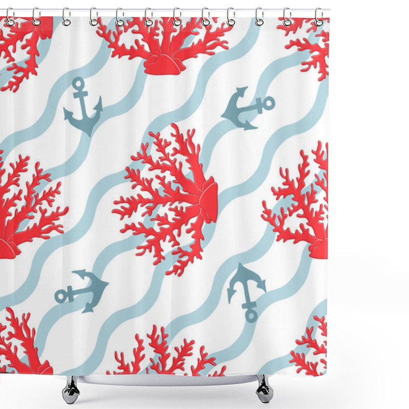 Personality  Seamless Pattern With Seashells Shower Curtains