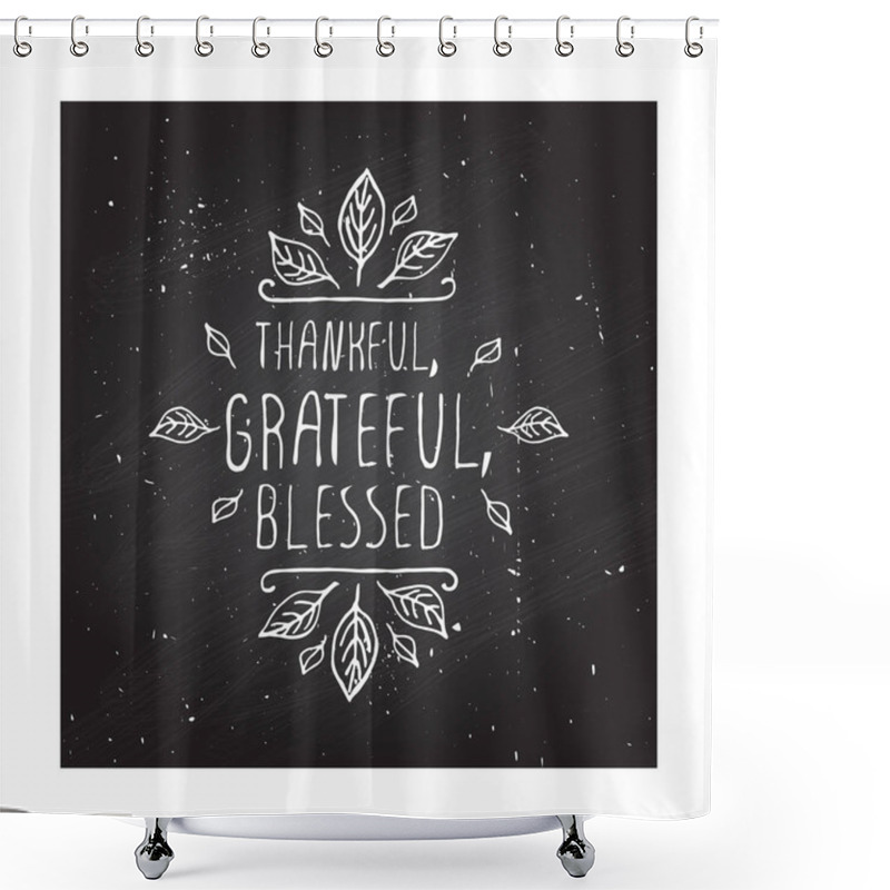 Personality  Thanksgiving Label With Text On Chalkboard Background Shower Curtains