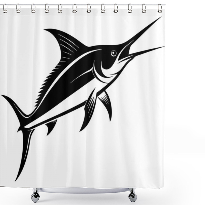 Personality   Shark-fish-silhouette Vector Art Shower Curtains