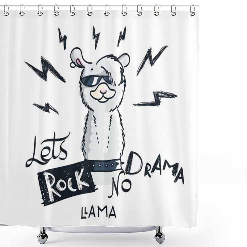 Personality  Cute Card With Cartoon Llama. Motivational And Inspirational Quote. Doodling Illustration Shower Curtains