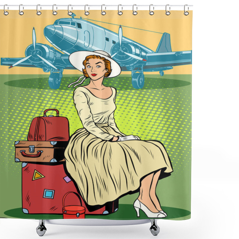 Personality  Woman Passenger Airport Baggage Shower Curtains