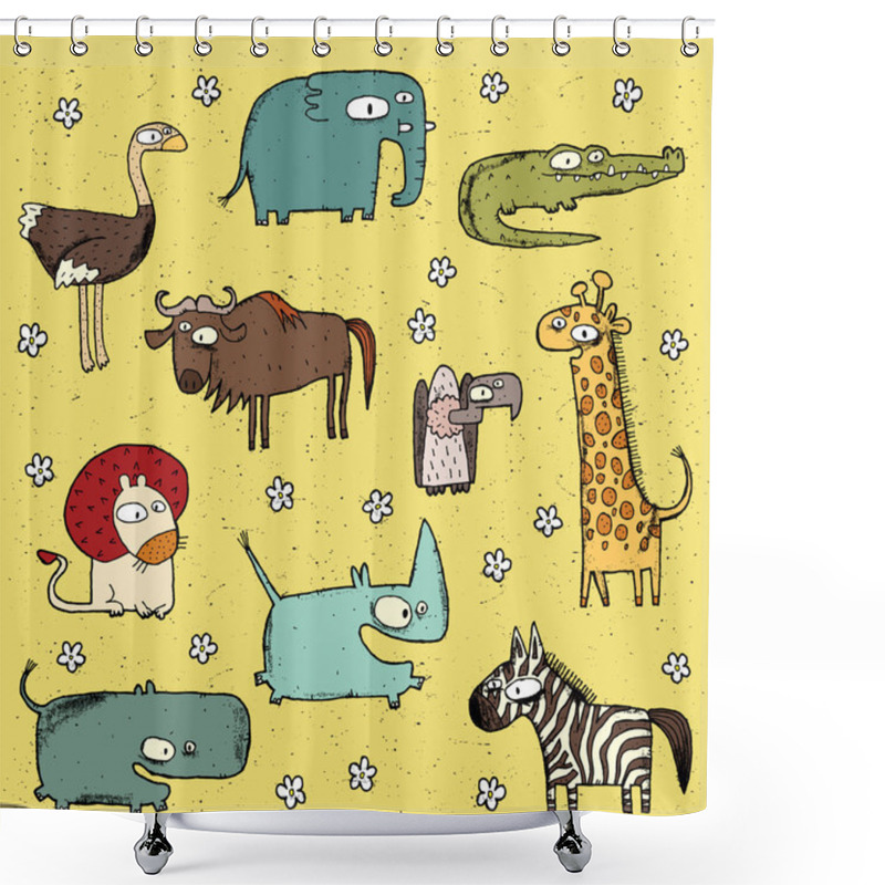 Personality  Grunge African Animals Collection No. 4 Shower Curtains