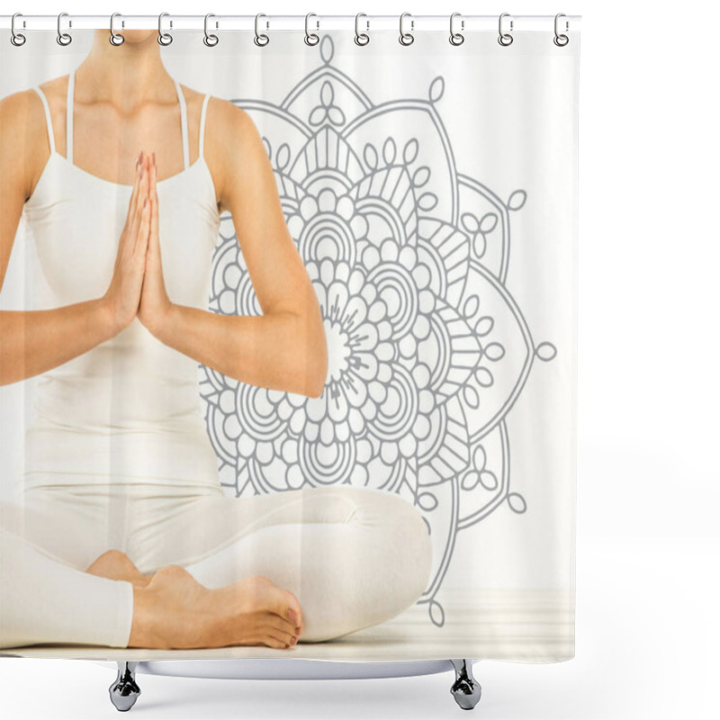 Personality  Woman Sitting In Lotus Position Shower Curtains