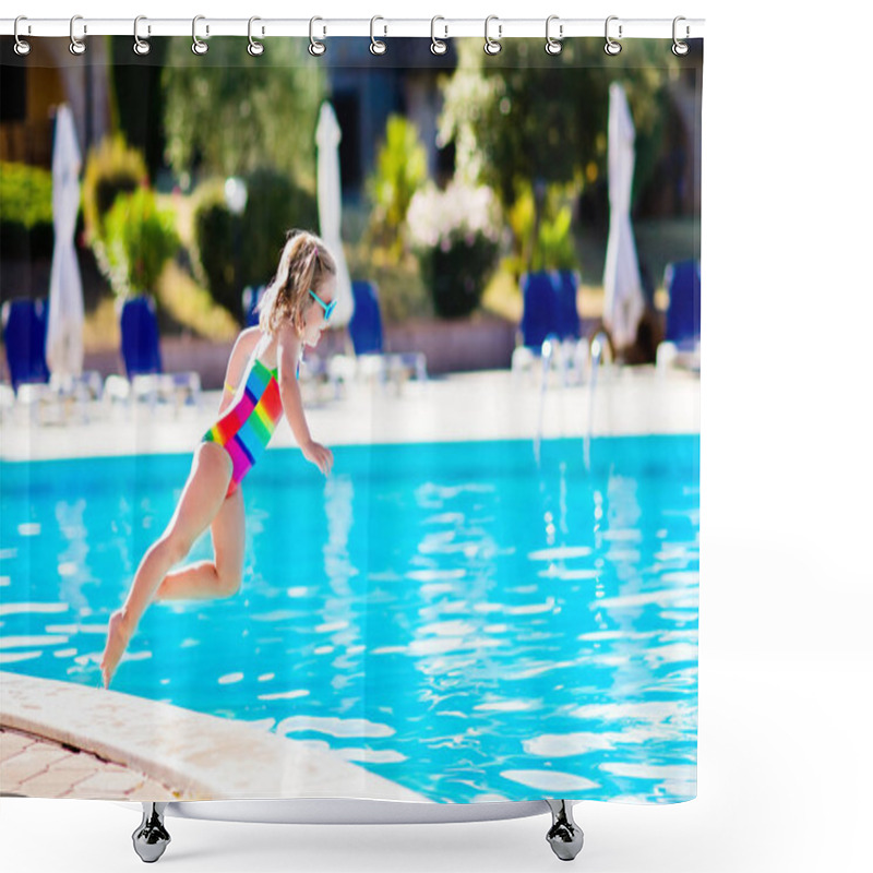 Personality  Child In Swimming Pool On Summer Vacation Shower Curtains