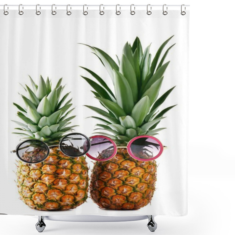 Personality  Ripe Pineapples With Sunglasses  Shower Curtains