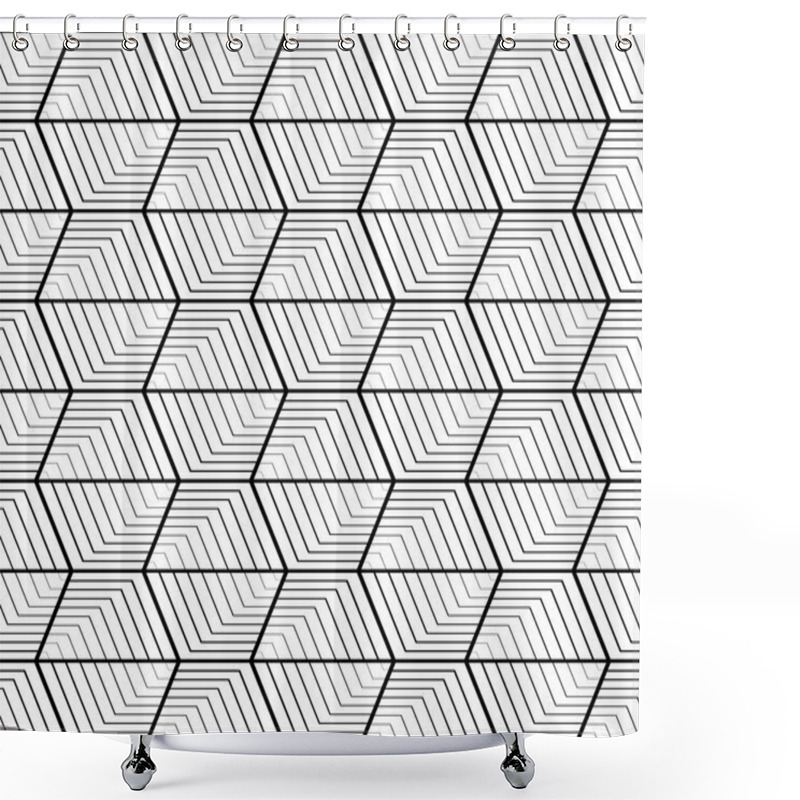 Personality  Design Seamless Monochrome Hexagon Geometric Pattern Shower Curtains