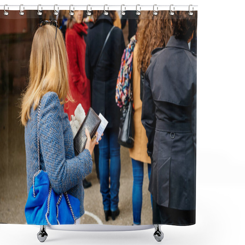 Personality  Woman Holding Carte Electorale Waiting To Vote Shower Curtains