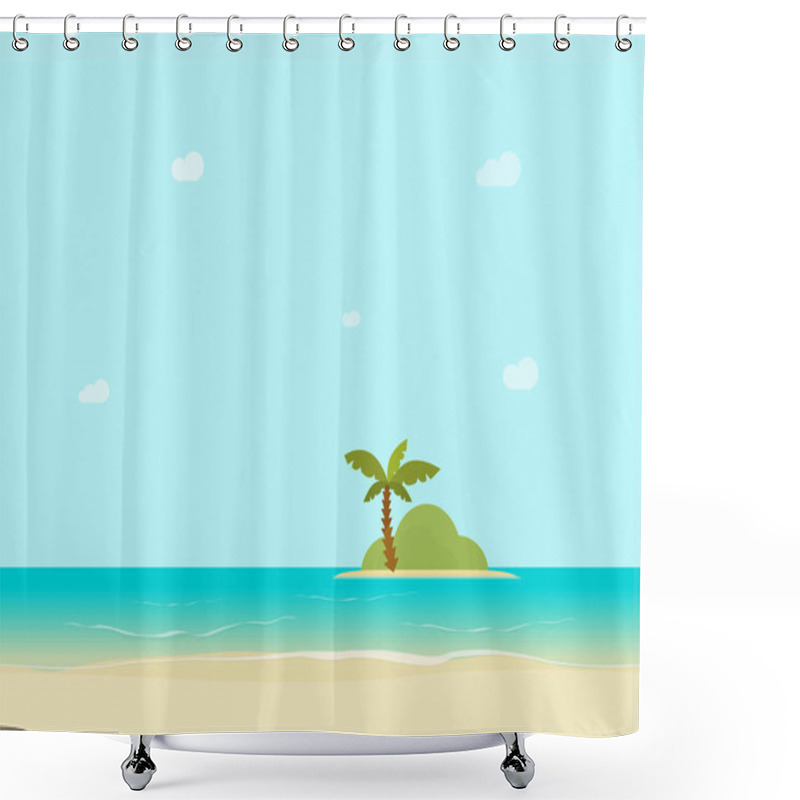 Personality  Sea Island Horizon View From Sand Beach Shower Curtains