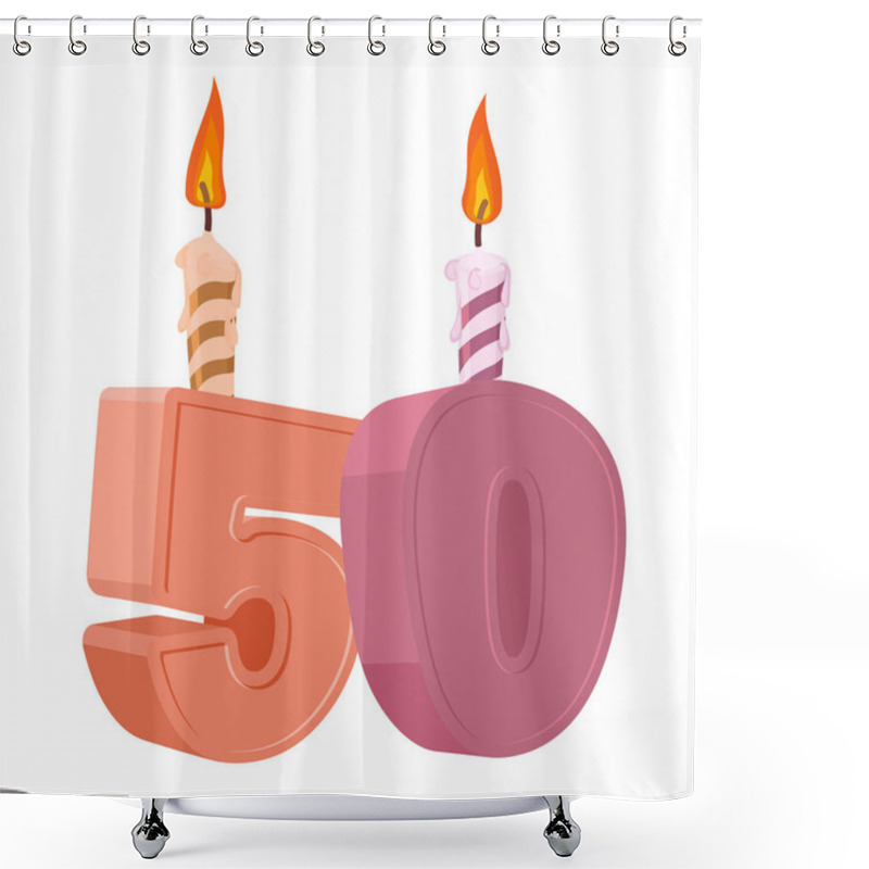 Personality  50 Years Birthday. Number With Festive Candle For Holiday Cake.  Shower Curtains