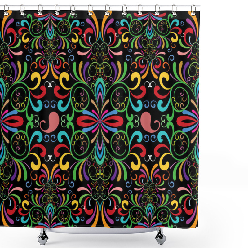 Personality  Floral Paisley Seamless Pattern. Paisley Flowers Shower Curtains