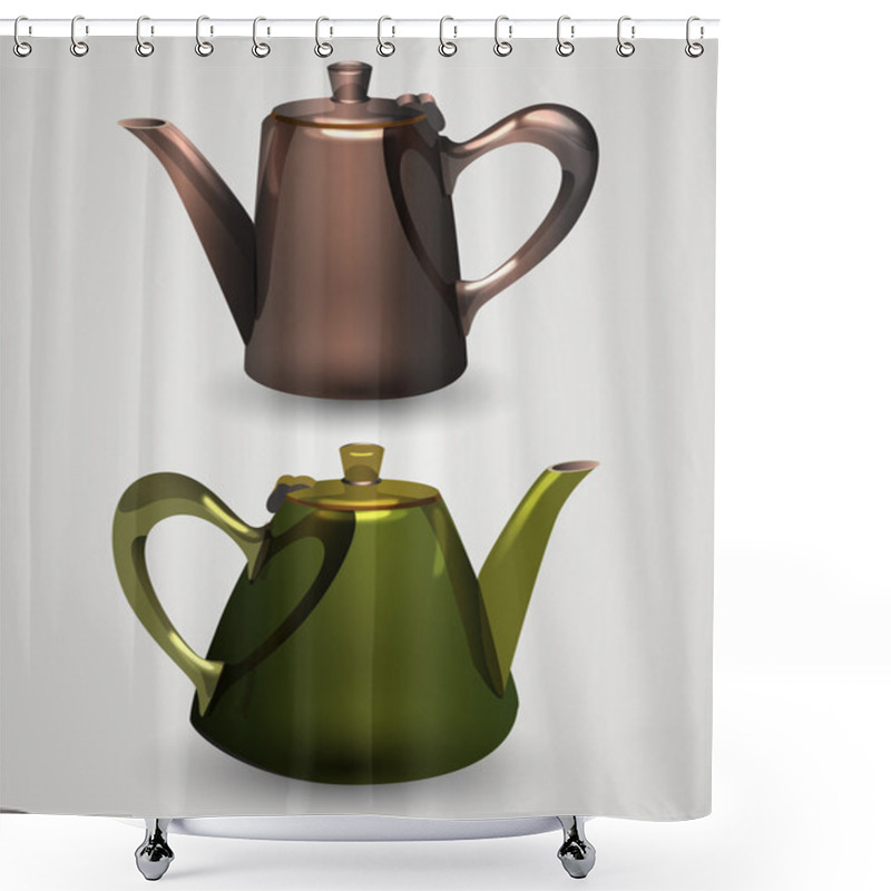 Personality  Vector Illustration Of Kettles. Shower Curtains